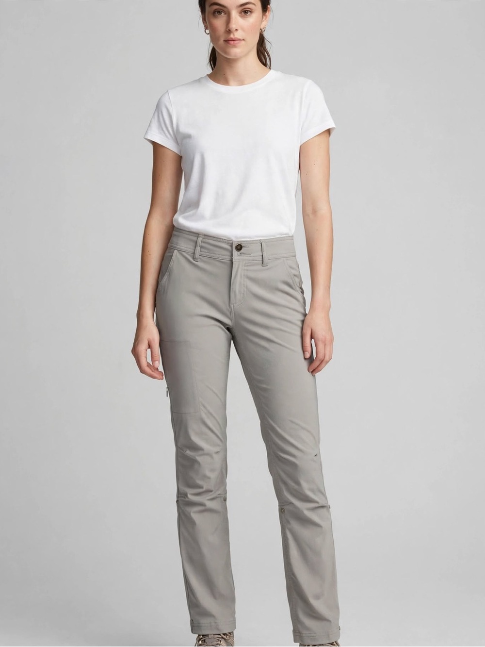 prAna Halle Pant Gray Hiking Pants Size 4 Roll Up Straight Leg Outdoor